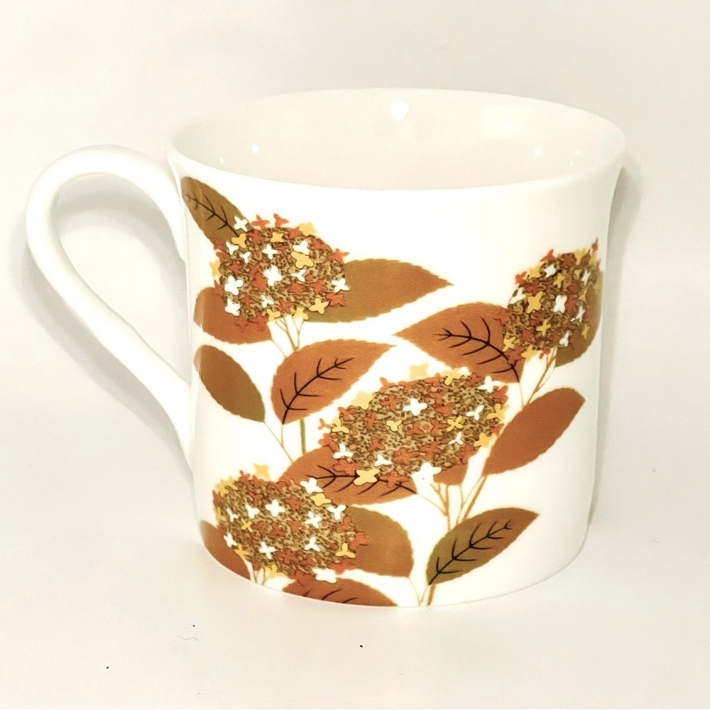 Stechcol Gracie Bone China Black Gold Autumn Mug 12oz Teacup Floral Botanical
